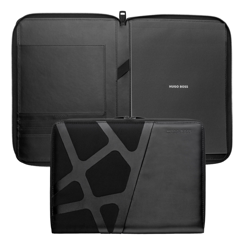 HUGO BOSS Black leather-like Conference folder zip A4 Craft 