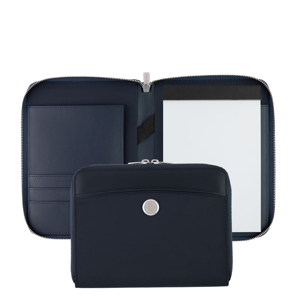  HUGO BOSS Textured A5 Zip Conference folder Contour in Navy Color 