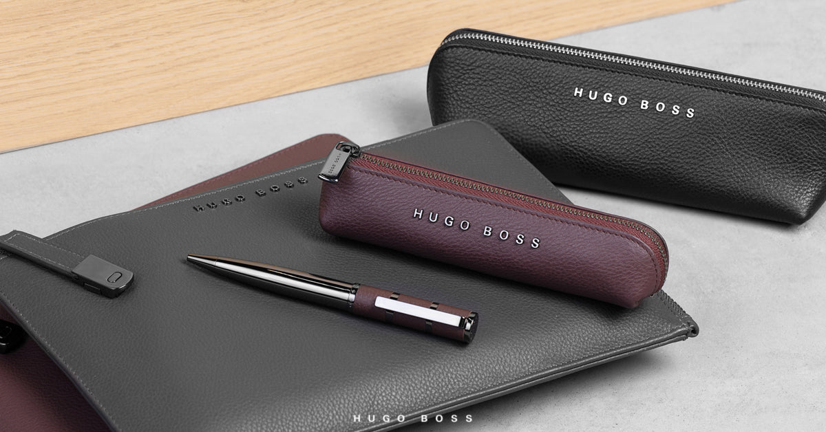 Shop HUGO BOSS Black Leather Pen cases pouches Storyline in Hong