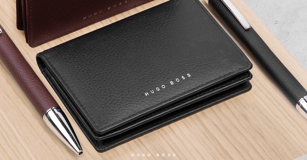  Mens luxury wallets HUGO BOSS black leather Card holder Storyline