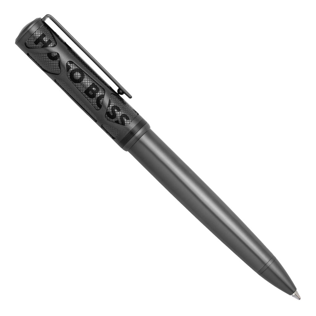 HUGO BOSS Ballpoint pen Craft in matt gun finish with engraved pattern
