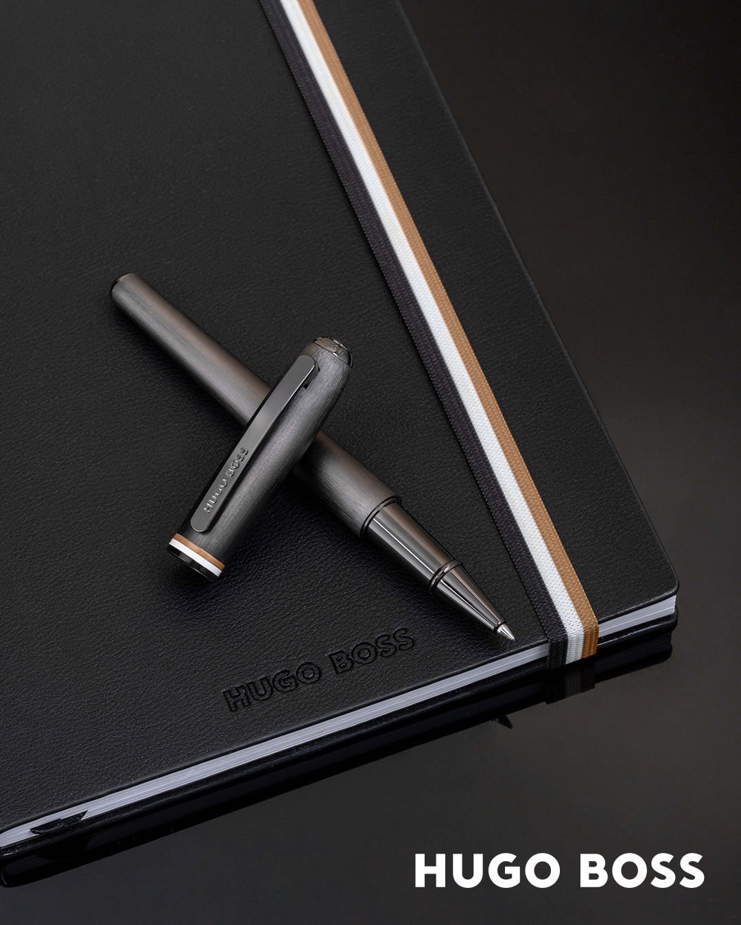 HUGO BOSS Rollerball pen Contour Iconic in dark chrome brushed Aluminum –  Luxury Corporate Gifts
