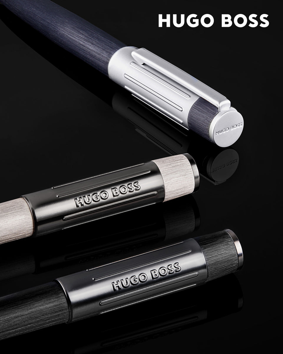 HUGO BOSS Fountain pen Gear Ribs in brushed chrome with 3D logo ...