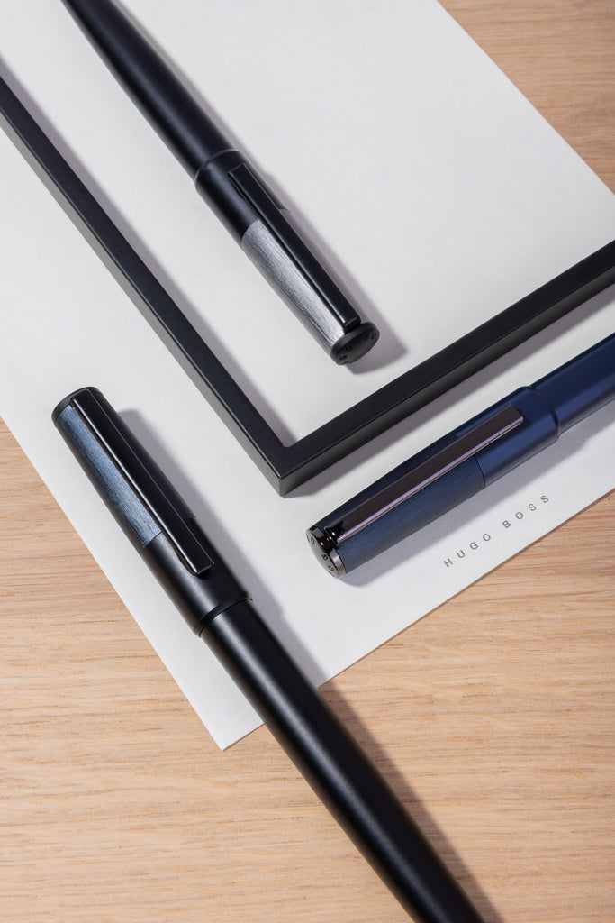HUGO BOSS Ballpoint pen Gear Minimal Black in Brushed Chrome