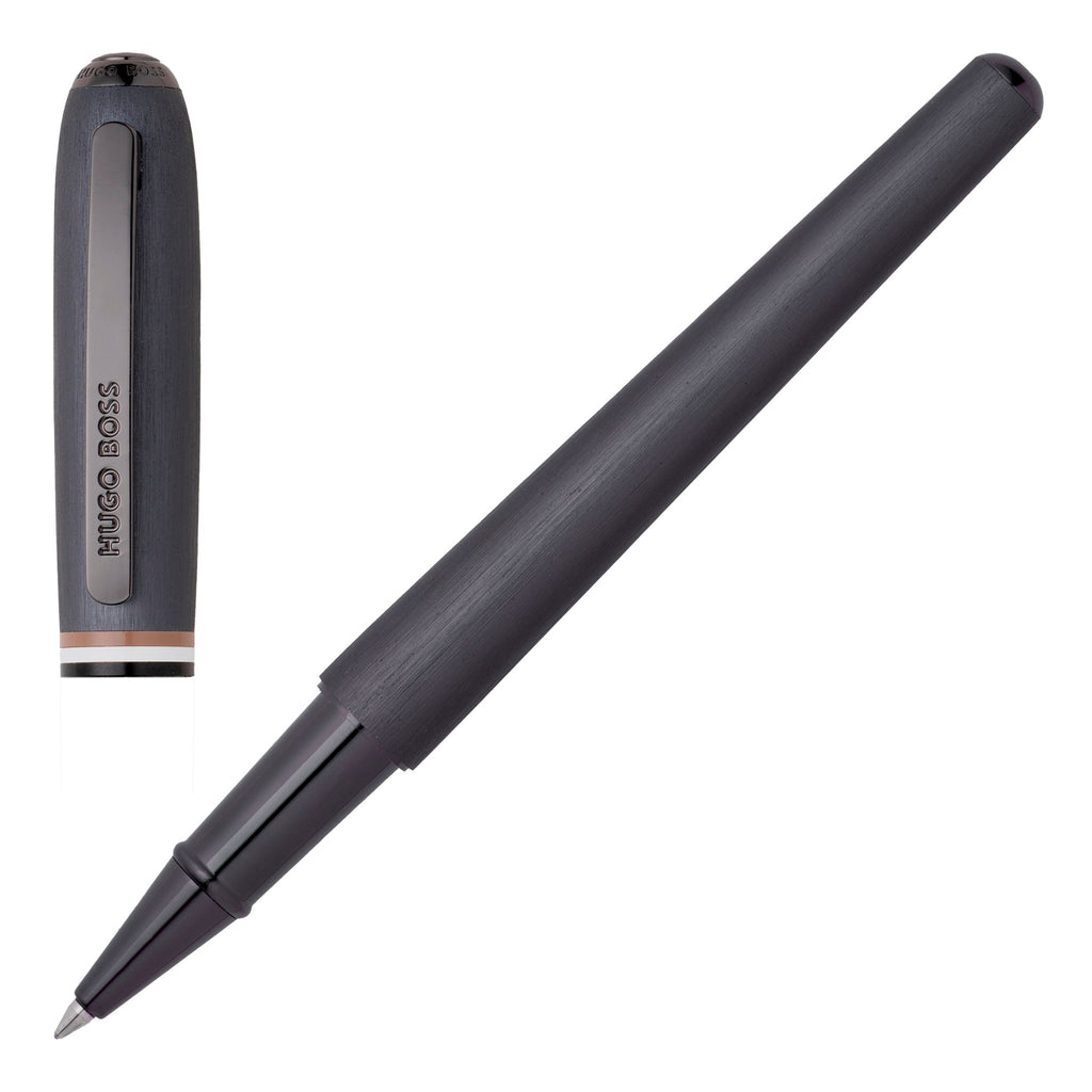 HUGO BOSS Rollerball pen Contour Iconic in dark chrome brushed Aluminum