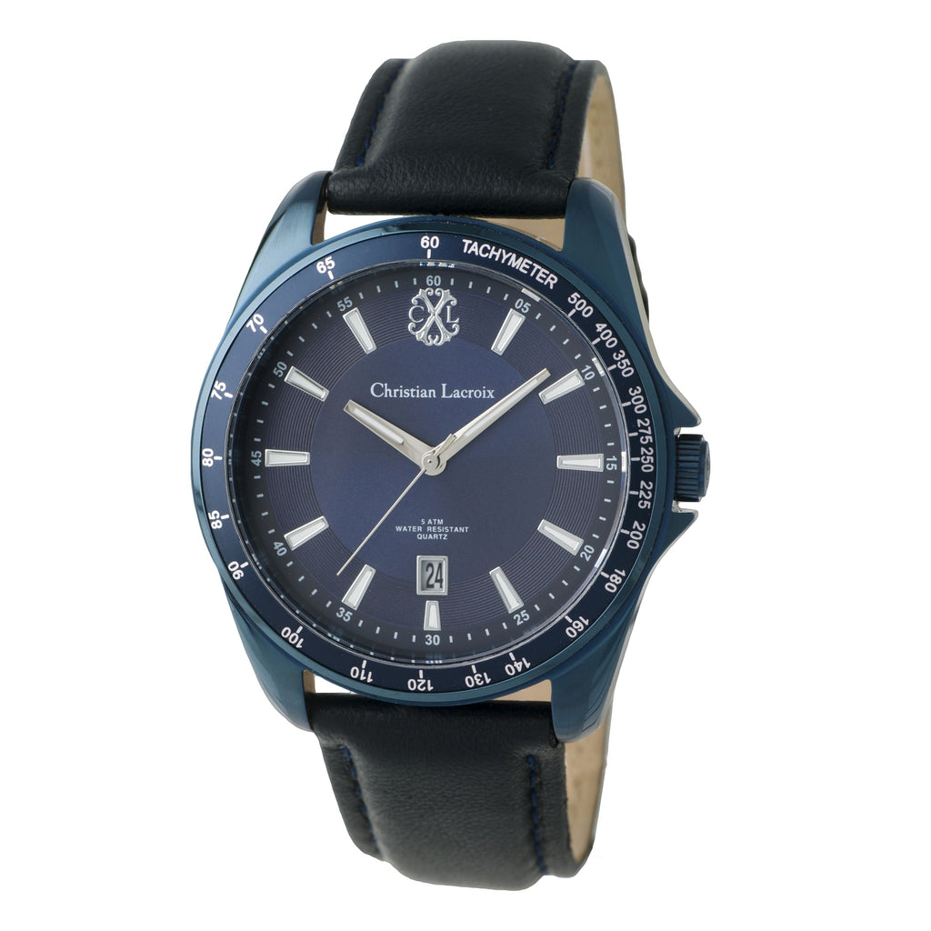  Mens luxury watches Christian Lacroix date watch in navy dial Element