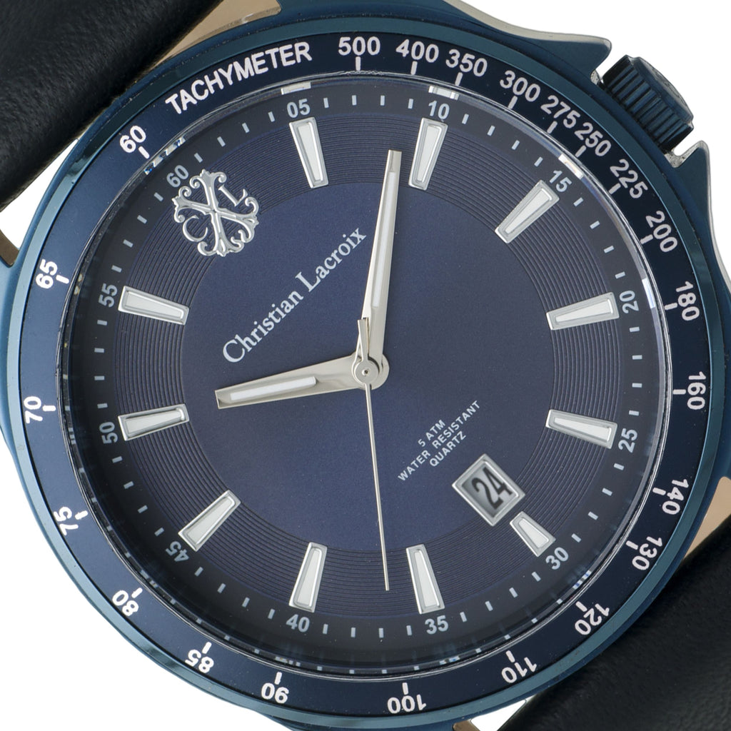   Mens luxury watches Christian Lacroix date watch in navy dial Element