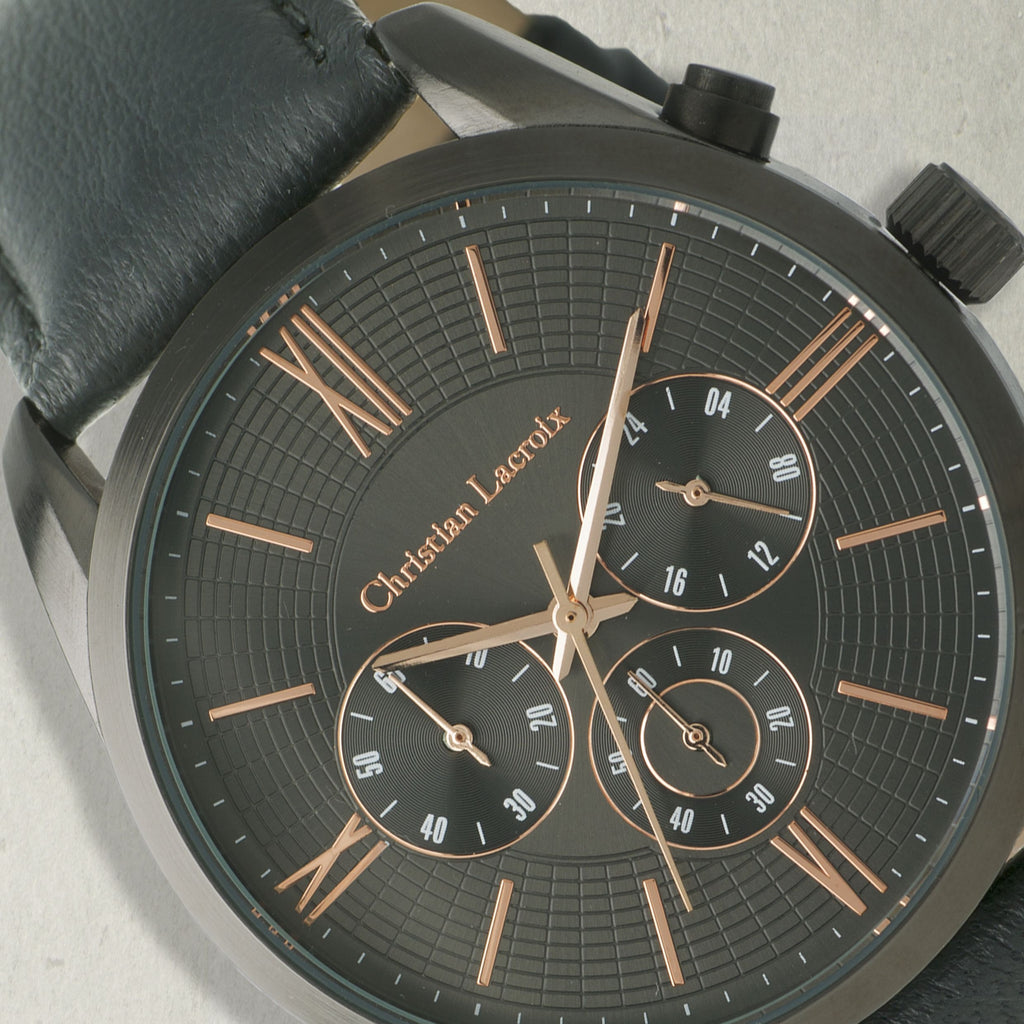  Unique gift for Christian Lacroix chronograph Textus in grey leather 