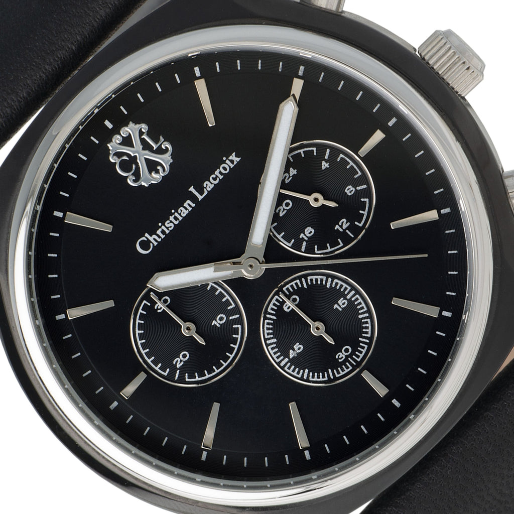  Mens designer watches Christian Lacroix trendy black chronograph More 