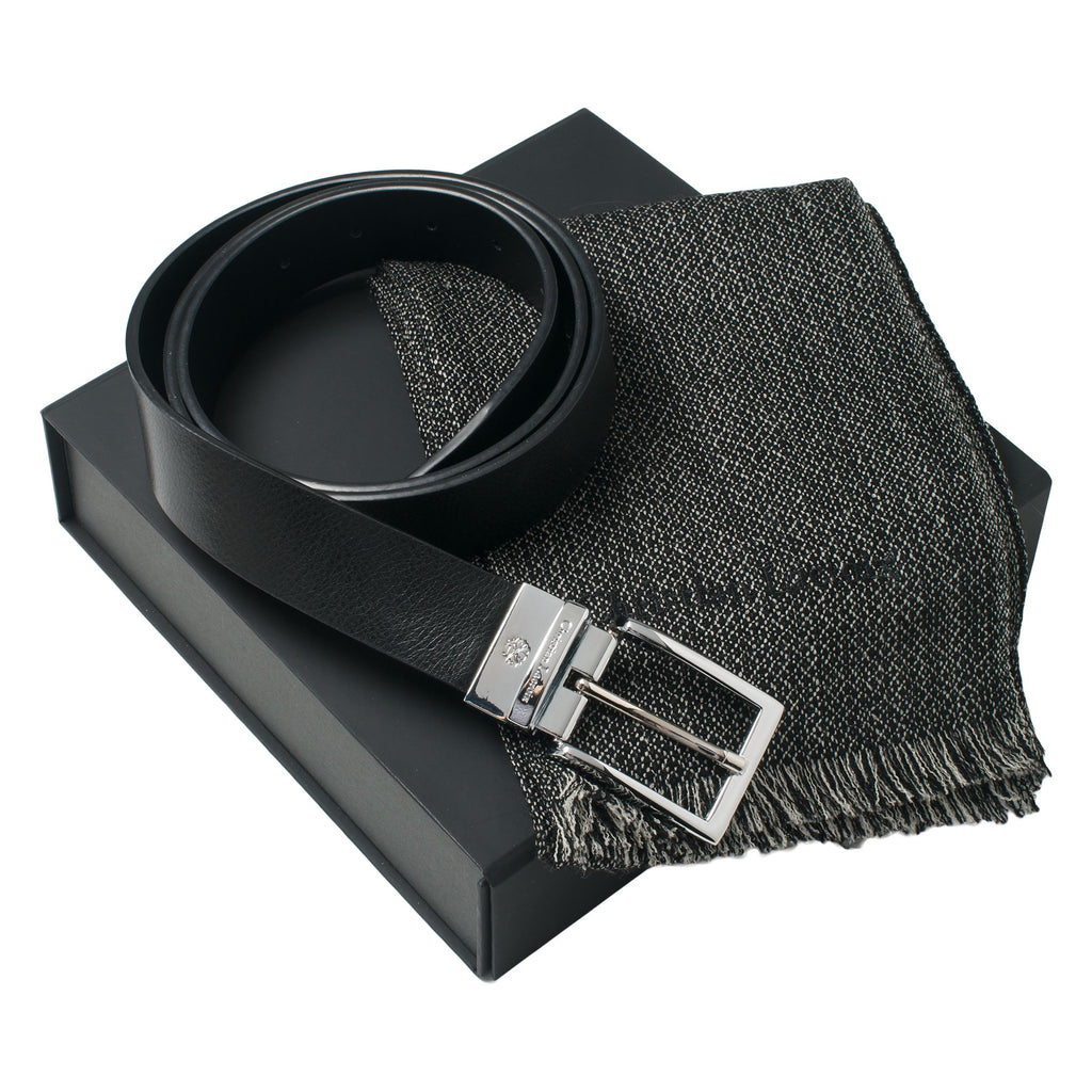  Men's leather belt set Christian Lacroix Black Belt & scarves 