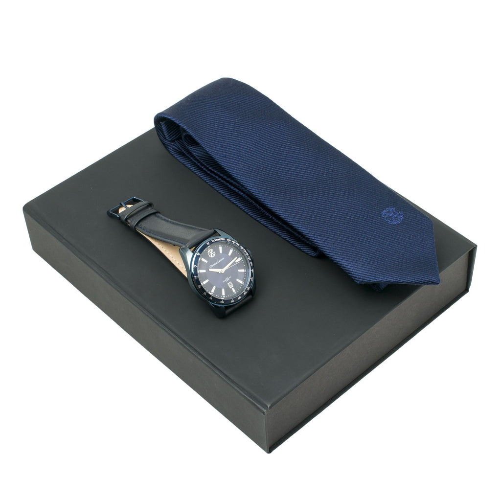  Men's tie gift set Christian Lacroix Navy Watch & Silk tie Element