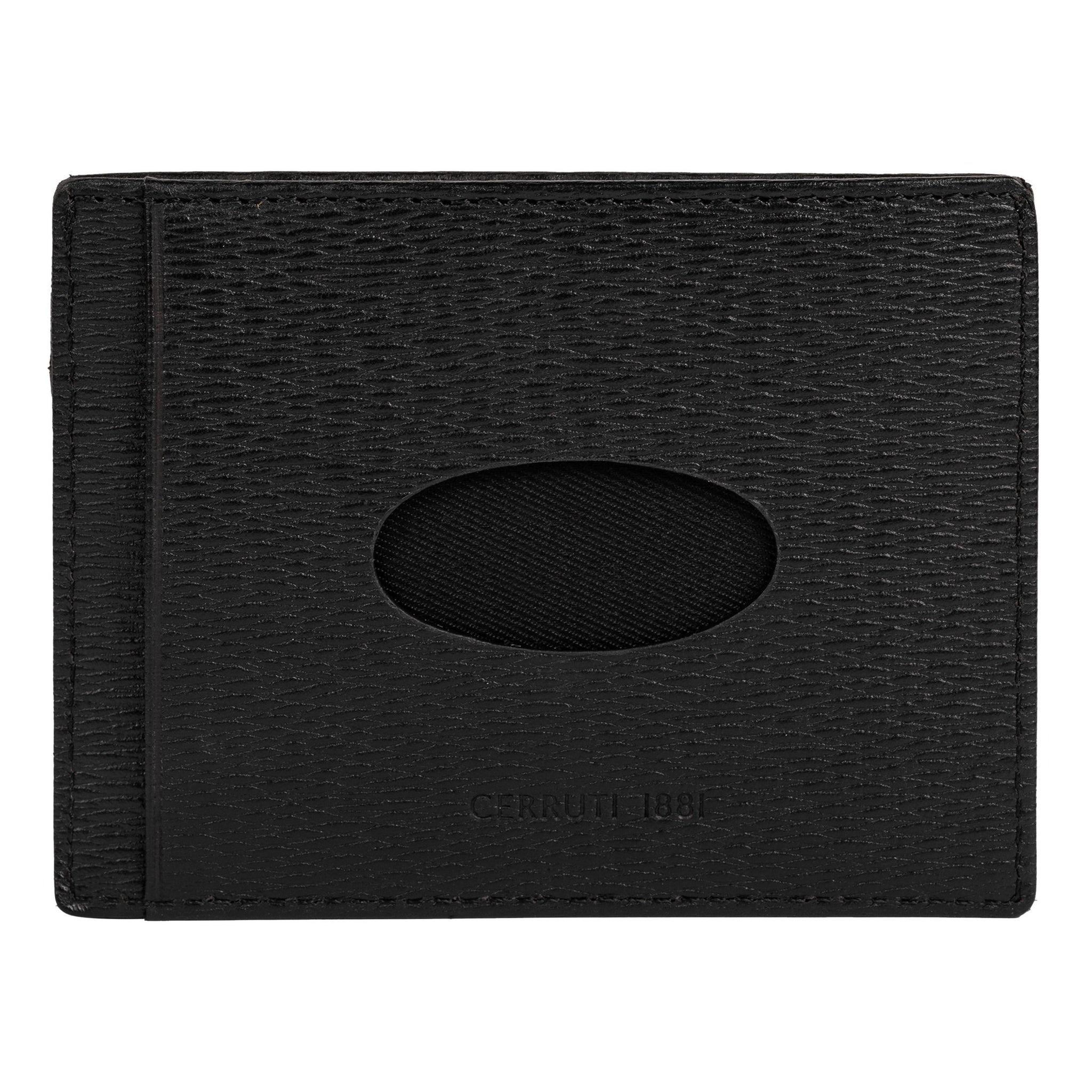 CERRUTI 1881 Black Texured Leather Card holder Bond with metal