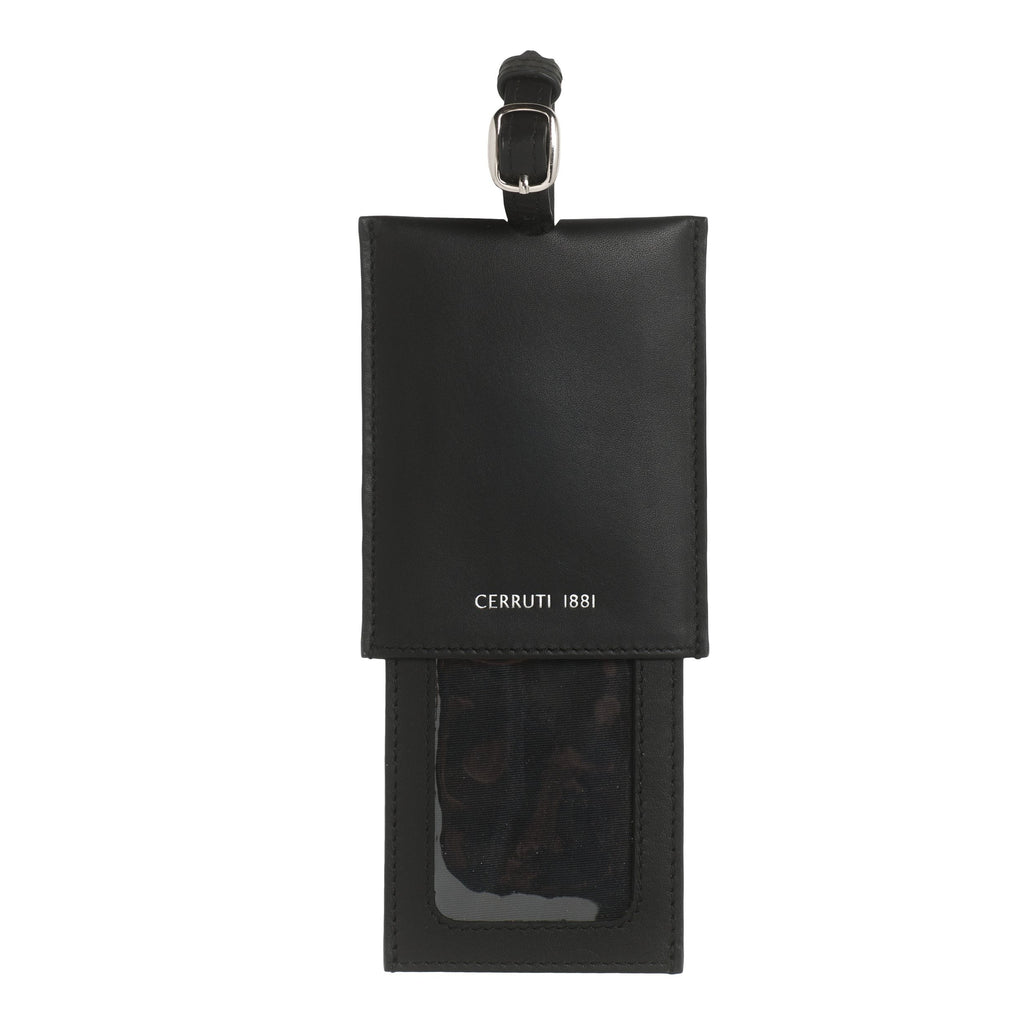  Travel in style Cerruti 1881 Black Leather Travel Luggage Tag ZOOM 