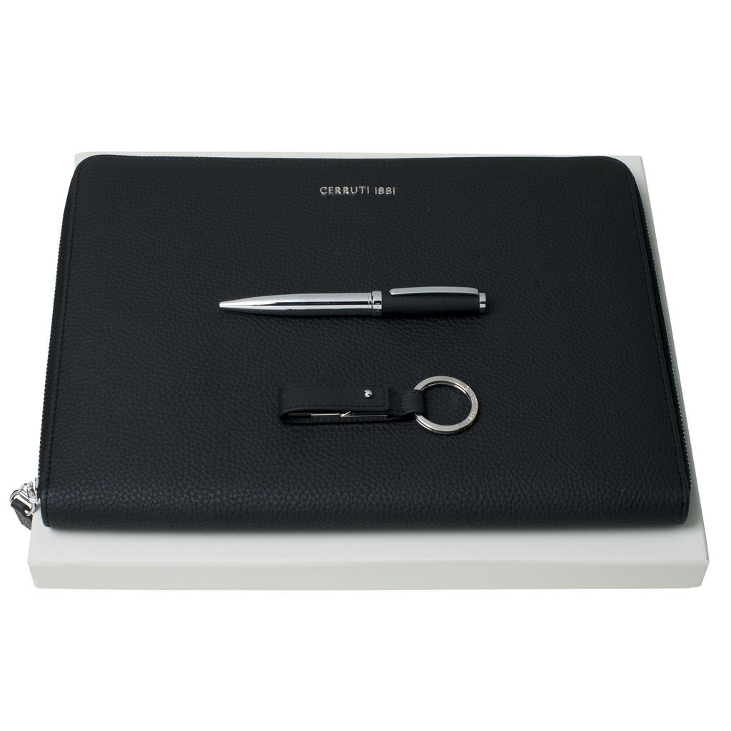  Set CERRUTI Black Ballpoint pen, Conference folder & USB stick Hamilton