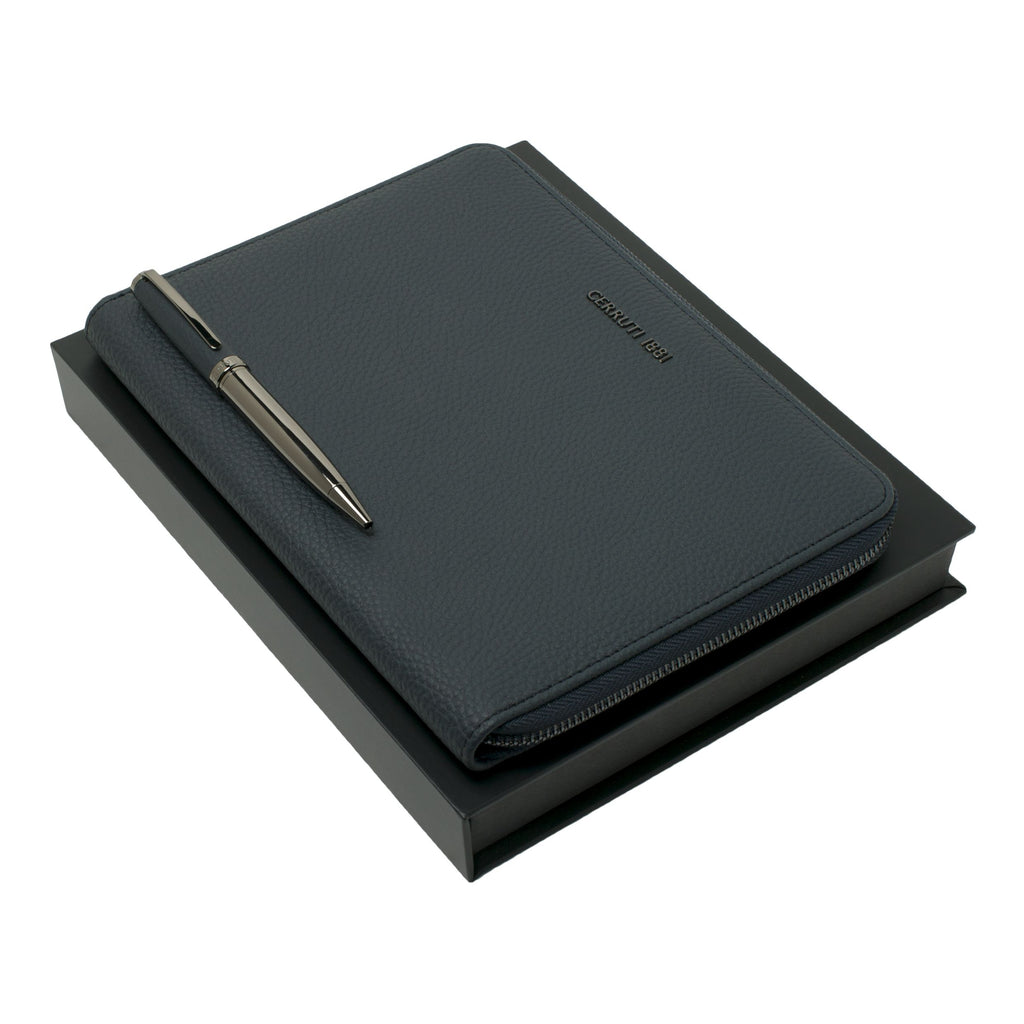  Sets Hamilton CERRUTI 1881 Dark Blue Ballpoint pen & Conference folder