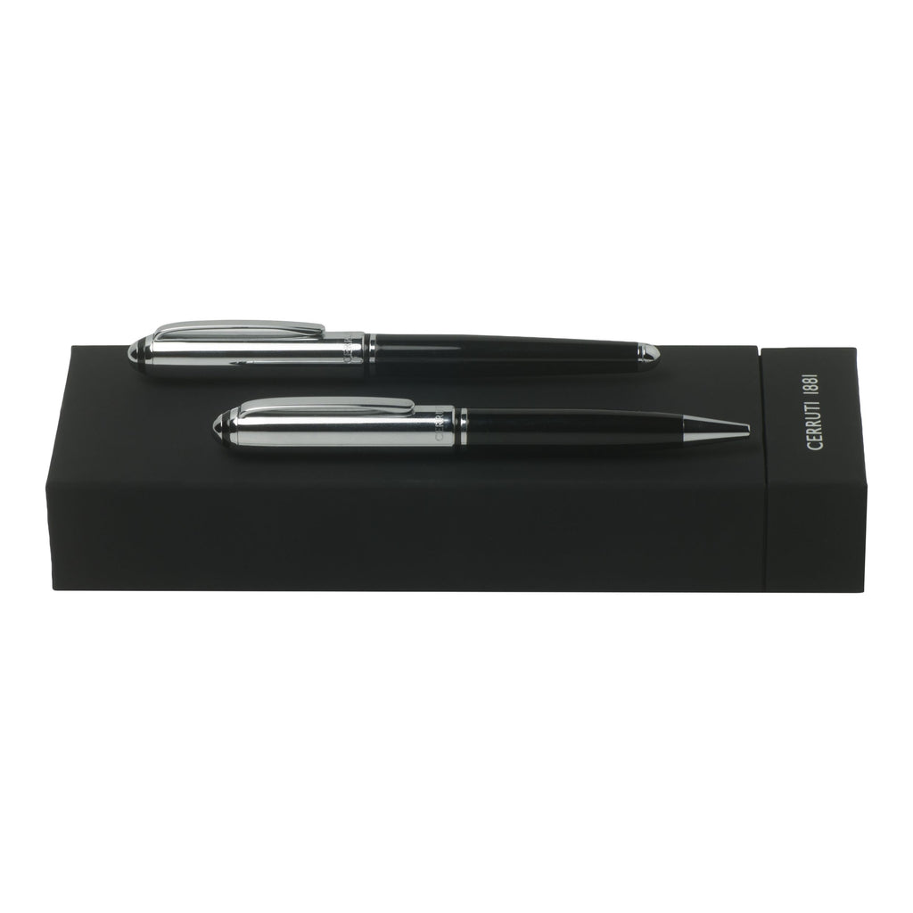  Pen set for him CERRUTI 1881 black ballpoint pen & fountain pen MILES