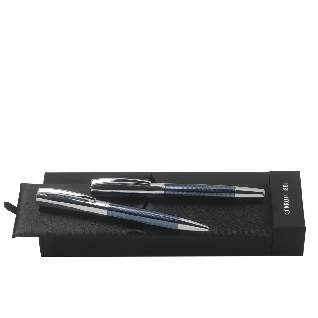  CERRUTI 1881 Pen Set Conquest in Blue | Ballpoint pen & Rollerball pen