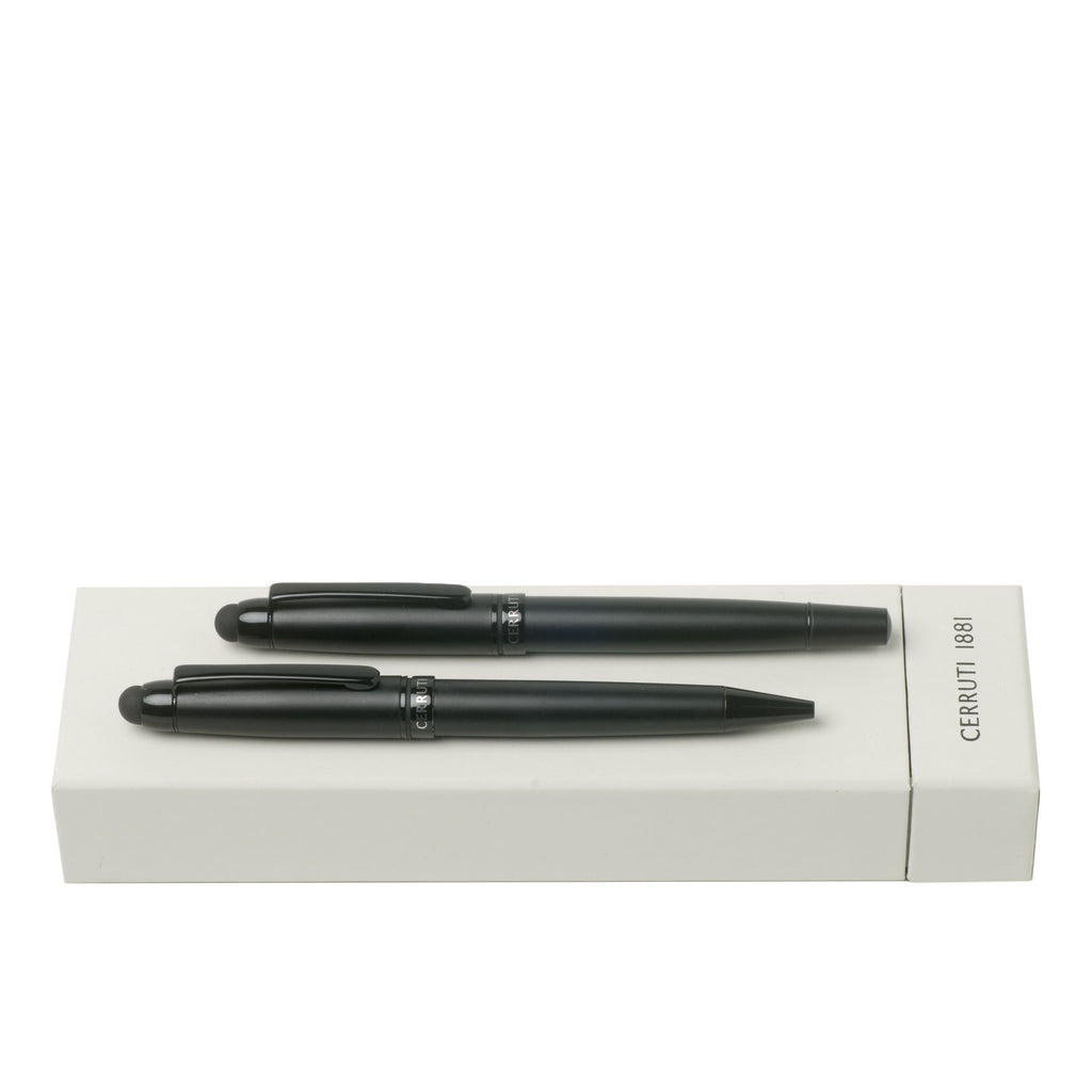  Pen set Pad Matte Cerruti 1881 black ballpoint pen pad & rollerball pen