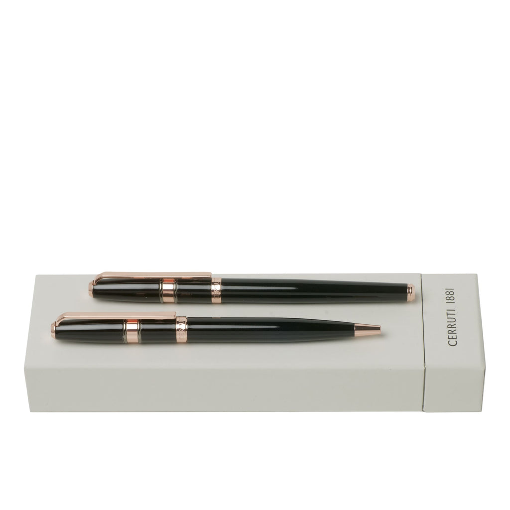  Black Ballpoint pen & Rollerball pen Madison from CERRUTI 1881 pen set