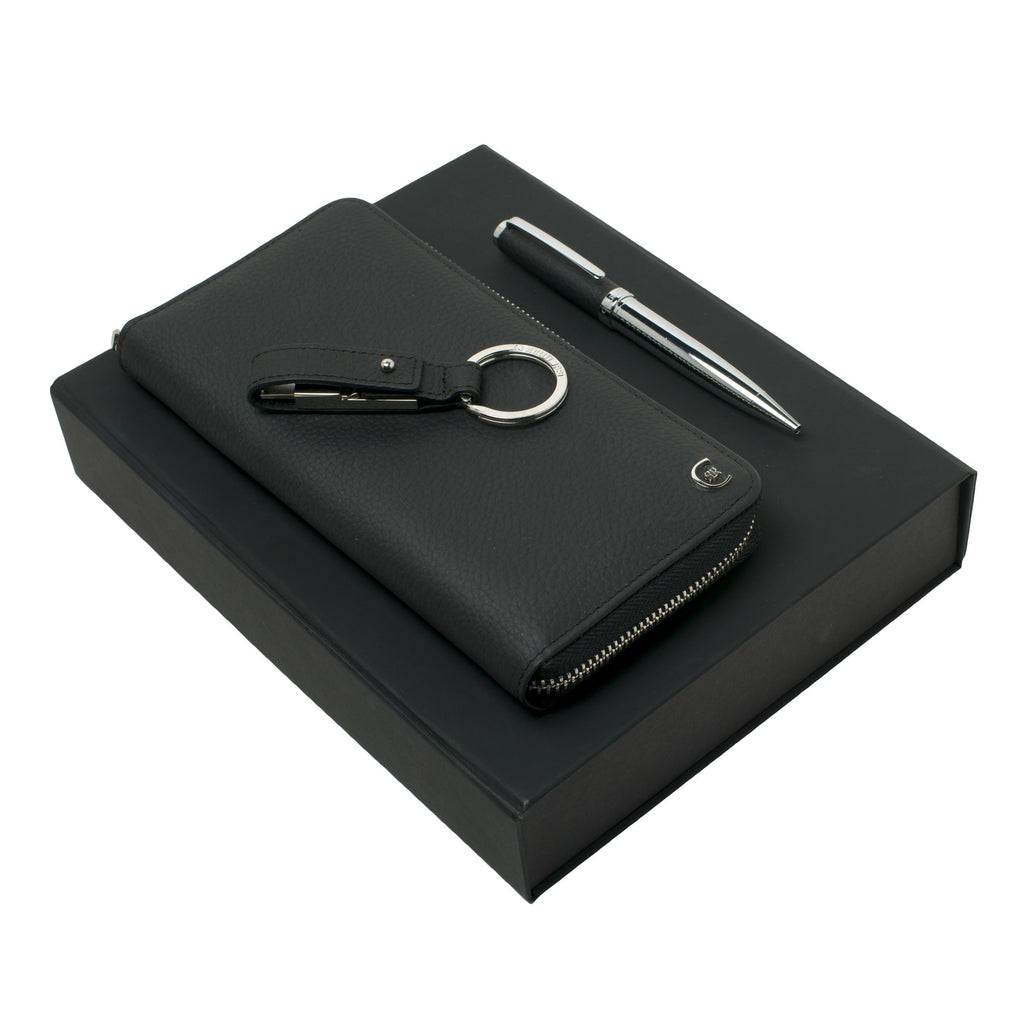  Gift sets CERRUTI 1881 black ballpoint pen, travel wallet & usb stick