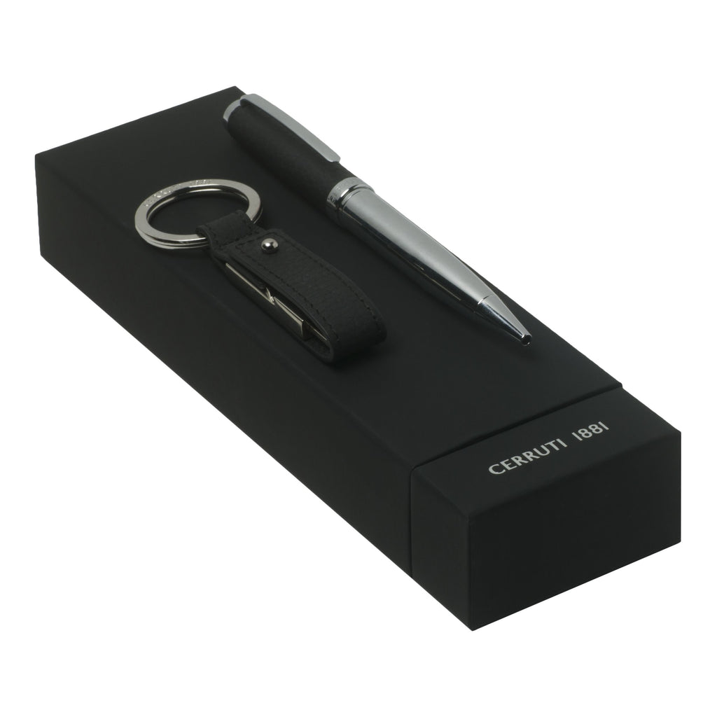  CERRUTI 1881 Set Hamilton Black for HIM | Ballpoint pen & USB stick