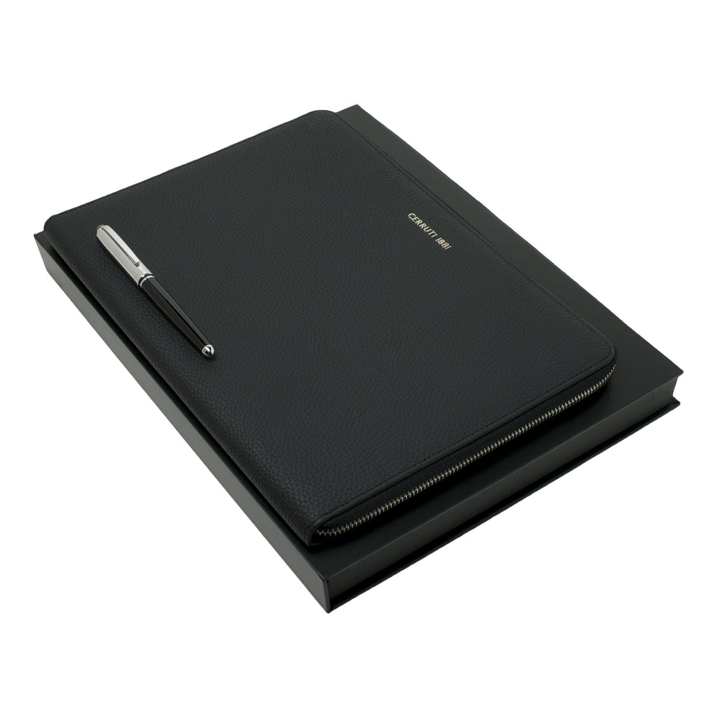 Elegant gift set Cerruti 1881 Black Fountain pen & A4 Conference folder