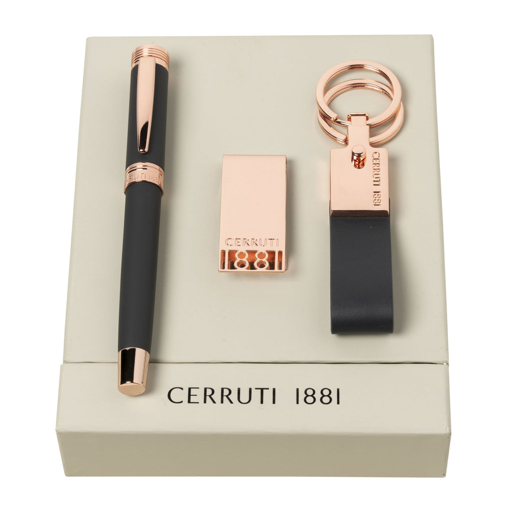 CERRUTI 1881 Zoom Gift Set for MEN | Pen, Money Clip & Key Ring