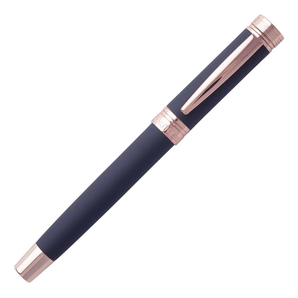 Cerruti 1881 Soft Navy Fountain pen Zoom with shiny rose gold trimmings