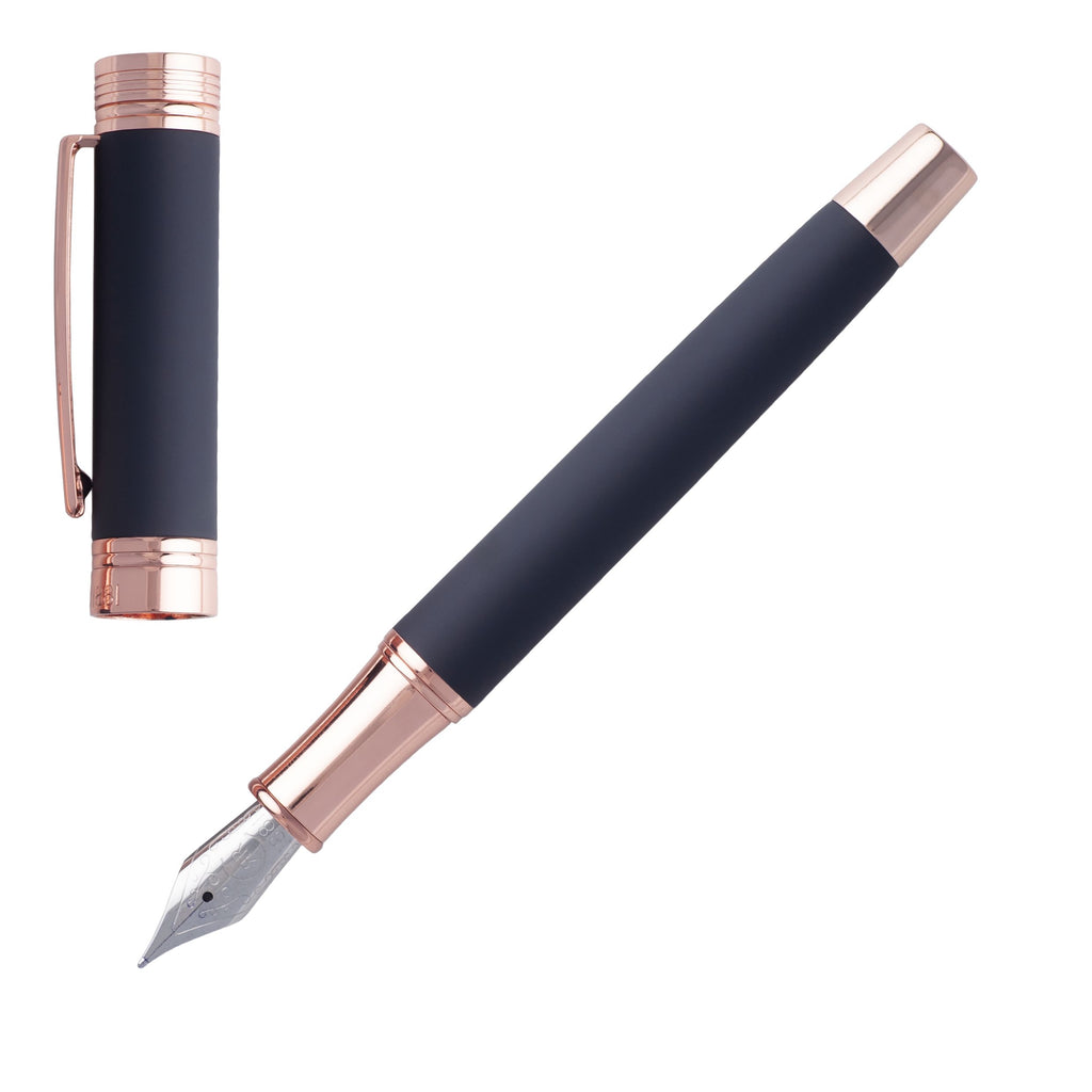  Cerruti 1881 Soft Navy Fountain pen Zoom with shiny rose gold trimmings