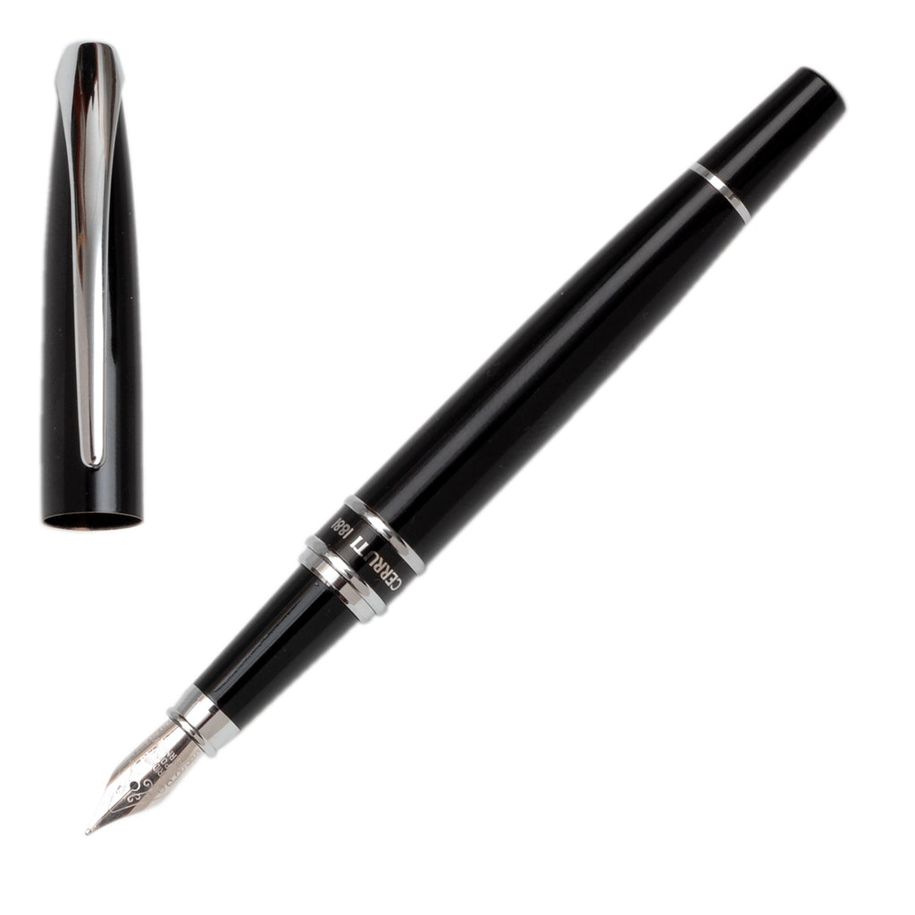  Luxury writing instruments Cerruti 1881 Black Fountain pen Silver Clip 