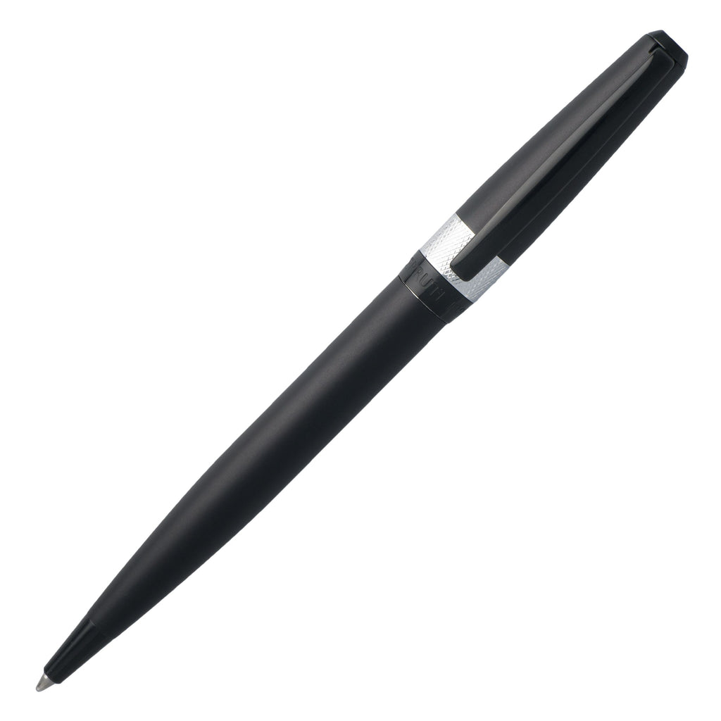 Cerruti 1881 Black lacquered Ballpoint pen with chrome ring Canal