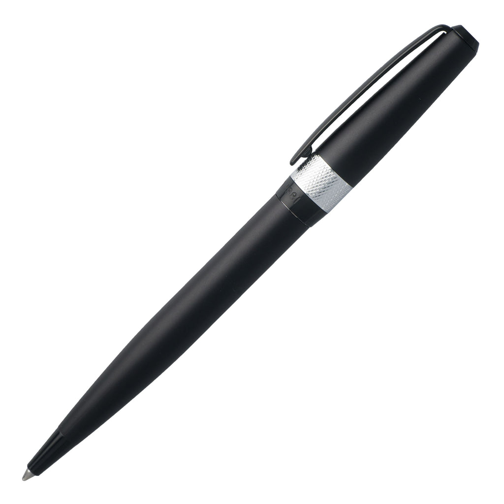 Cerruti 1881 Black lacquered Ballpoint pen with chrome ring Canal