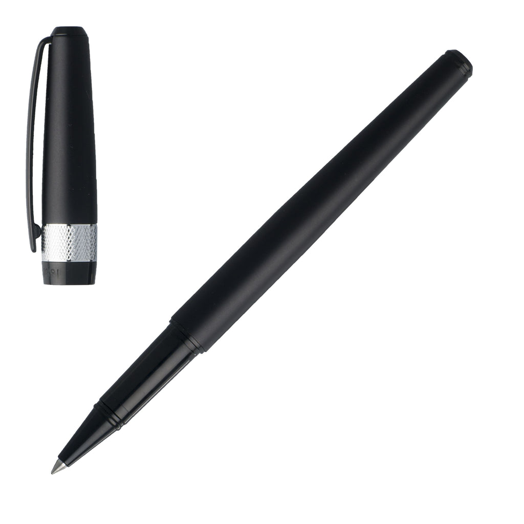  Cerruti 1881 Chic Black Rollerball pen Canal with chrome plated ring