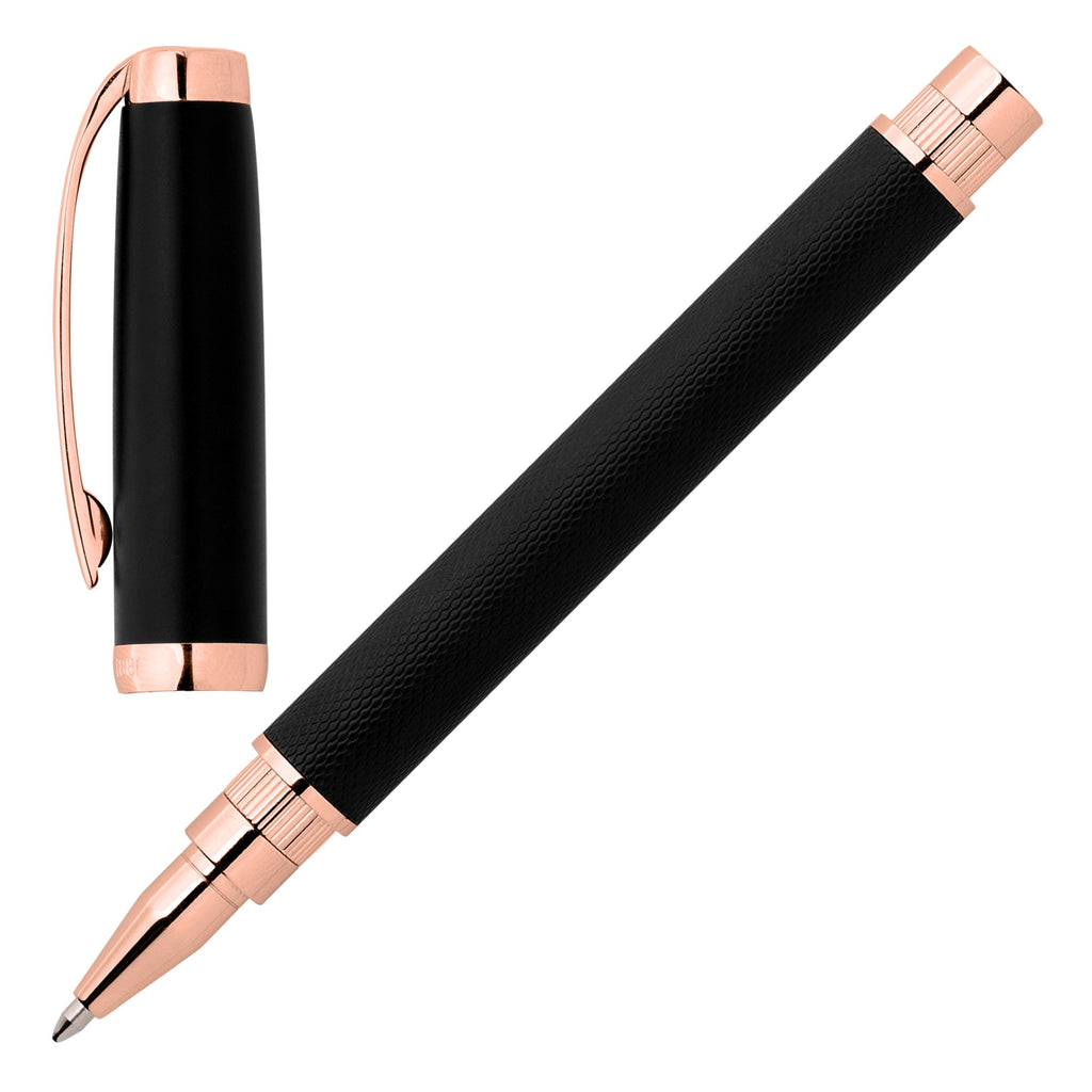  Cerruti 1881 Black rollerball pen Myth with shiny rose gold trimmings