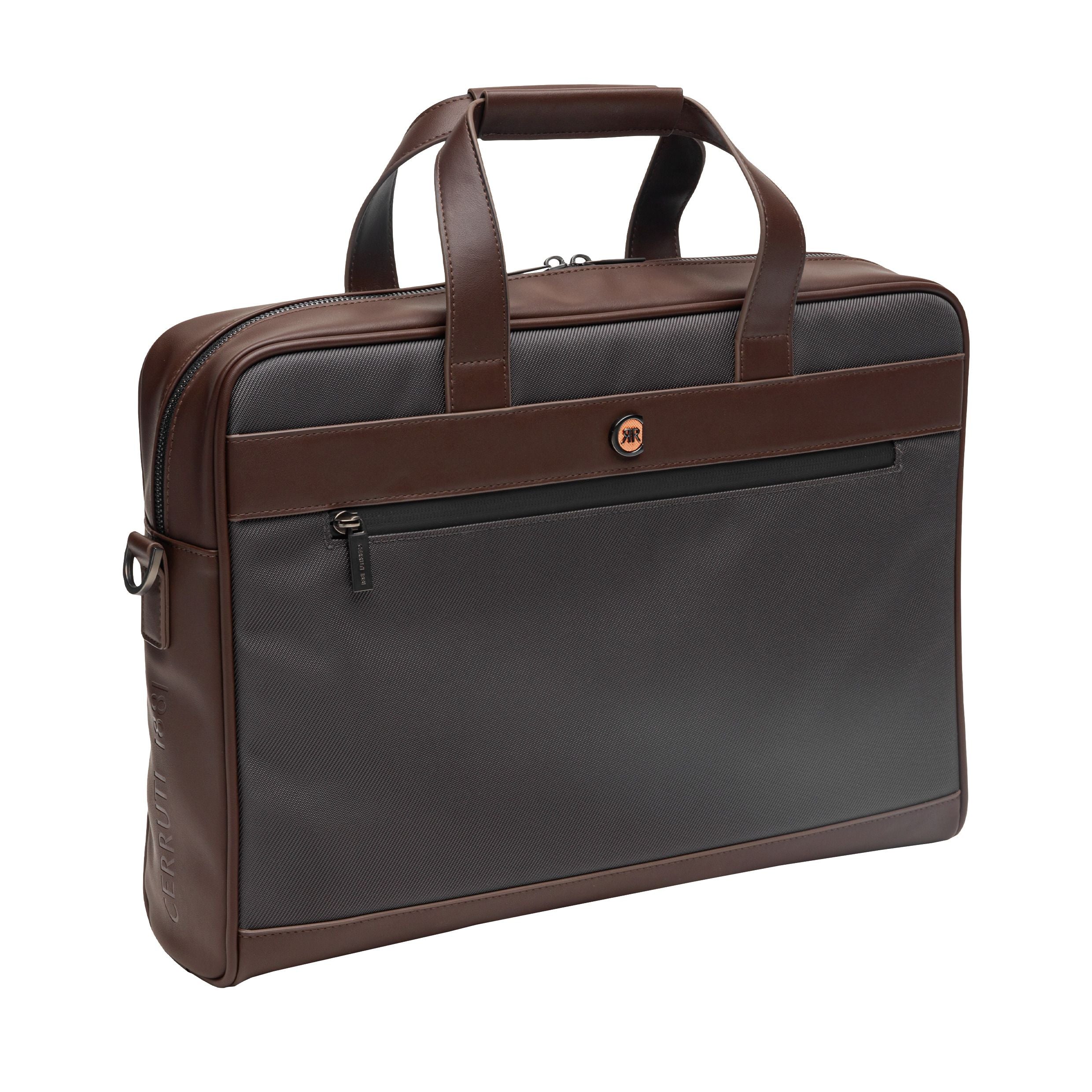 Cerruti 1881 Document bag Bond in Grey Brown with a matt CRR plate