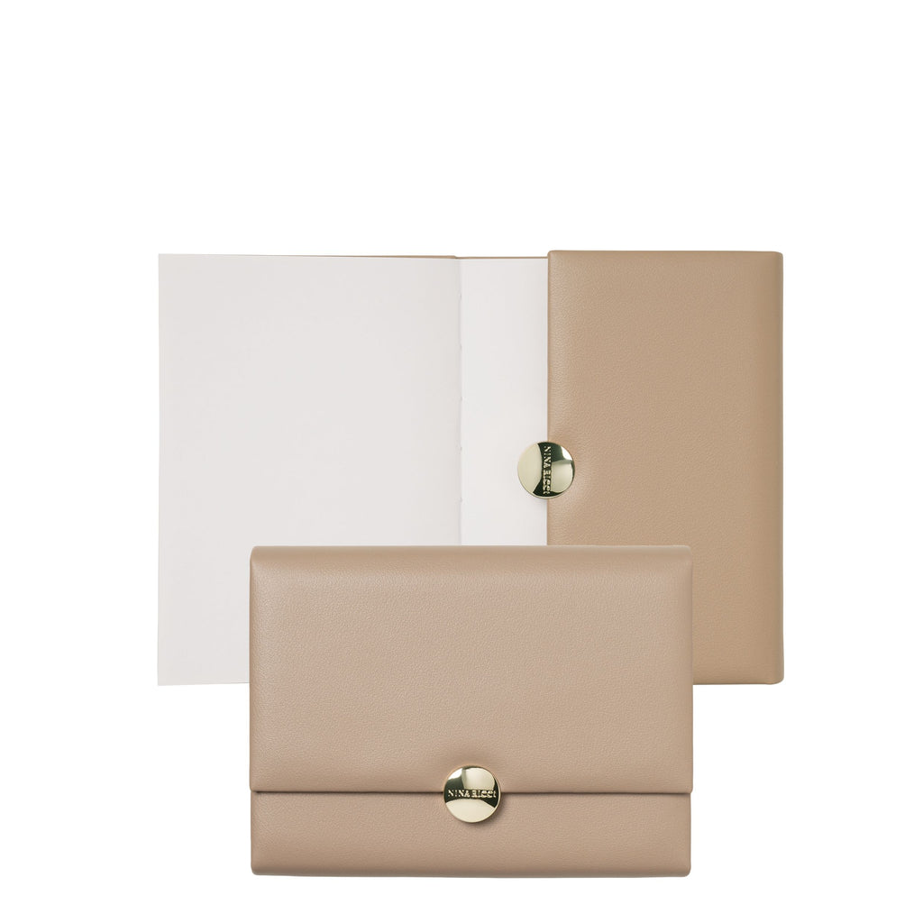  Women's designer notebook Nina Ricci taupe A6 Note pad Medaillon
