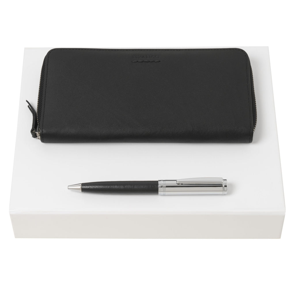 Nina Ricci RPBL929A-Set Sellier Noir (ballpoint pen & zip purse)