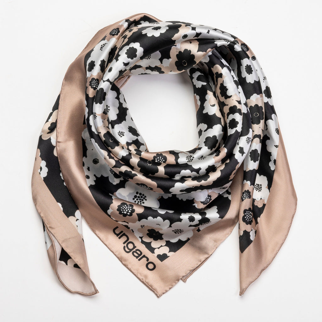   Designer apparel accessories Ungaro Fashion Beige Silk scarf CHIARA 