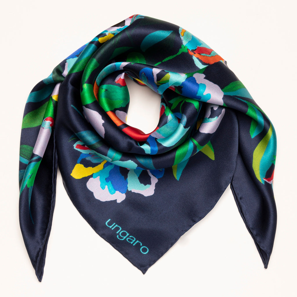  Navy Silk scarf Paola from Ungaro luxury business gifts in HK & China
