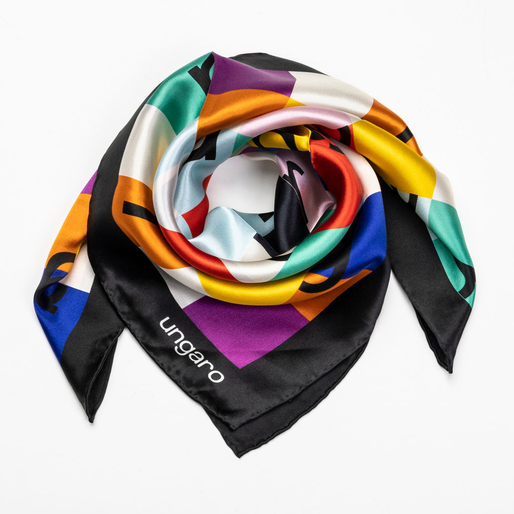   Ladies' scarves & accessories Ungaro black/multi color silk scarf ADA 