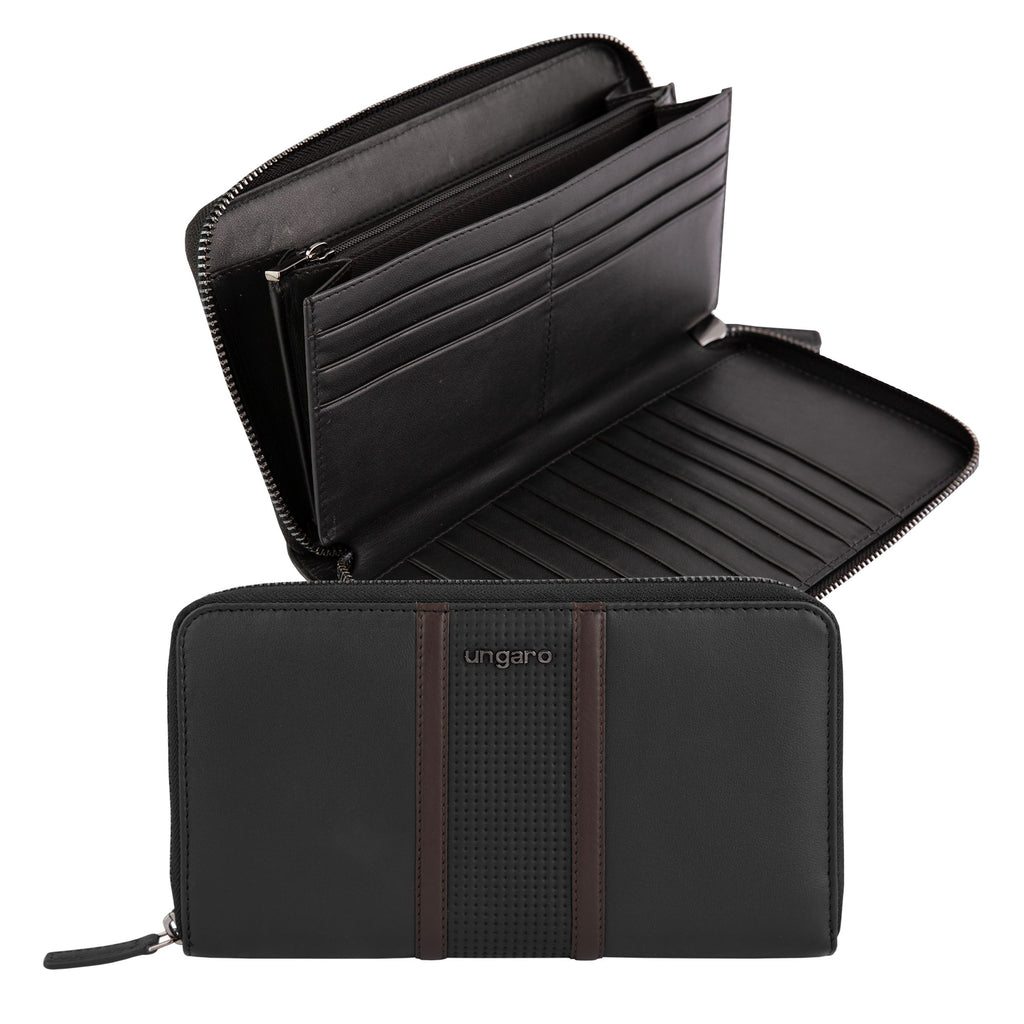  HK premium gift for Ungaro black leather travel wallet Taddeo 