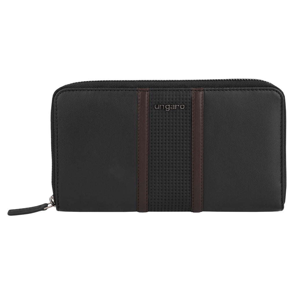  HK premium gift for Ungaro black leather travel wallet Taddeo 