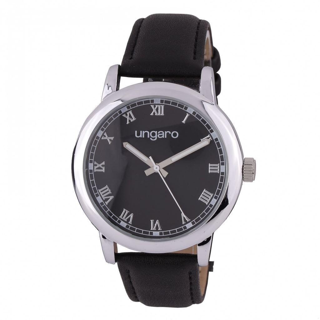 Black Leather Watch Primo from Emanuel Ungaro fashion accessories