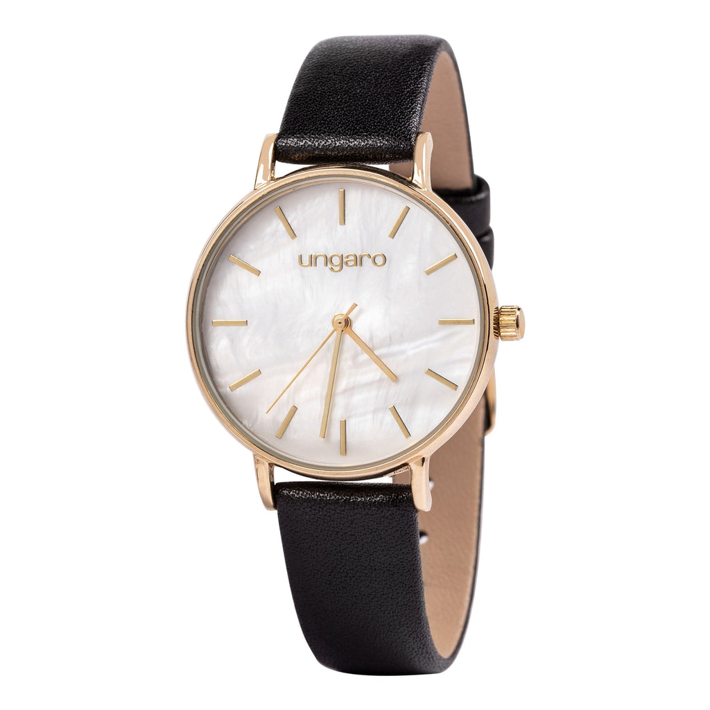  Watch Paola in Black leather strap from Ungaro fashion accessories