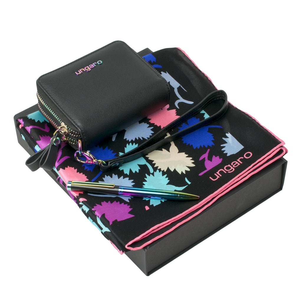  Business gift set Ungaro ballpoint pen, zip purse & silk scarf Neon
