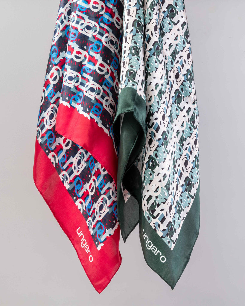  Ladies' designer scraves Ungaro fashion dark green Silk scarf Umberta 